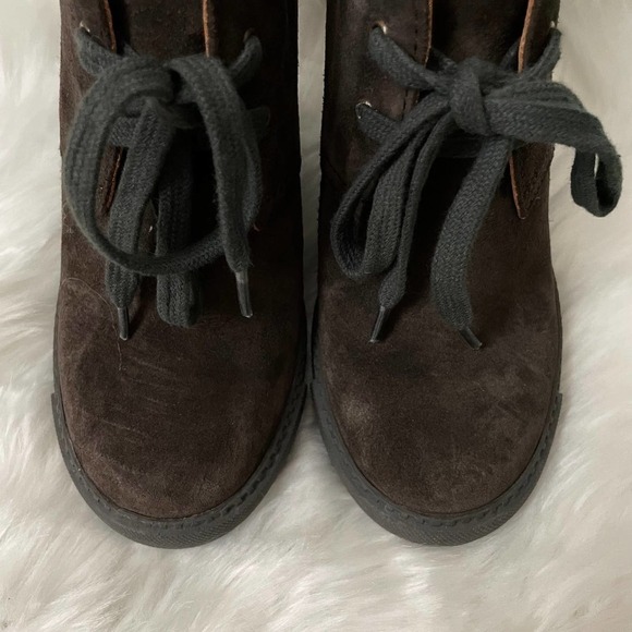 See by Chloe Boots Womens EU 36 US 6 Brown Black Suede Ankle Wedge Booties Shoes - Picture 6 of 15